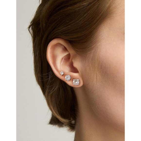 6 Pairs Hypoallergenic CZ Stud Earrings Set - Stainless Steel, 3-8mm - Picture 3 of 9